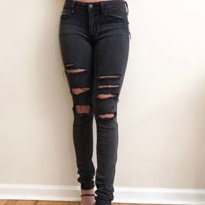 American eagle black distressed skinny jeans